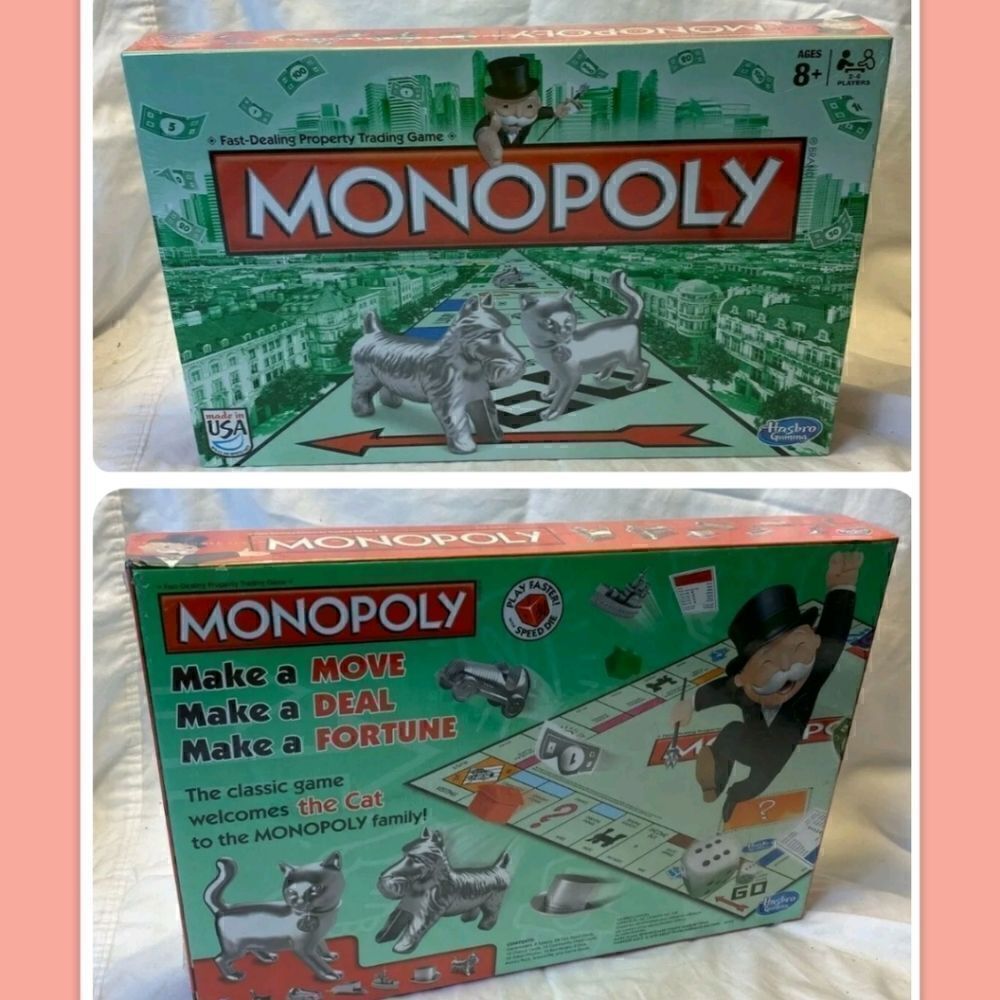 NWOT Monopoly Board Game Cat Dog Tokens HASBRO 2014